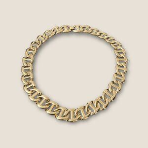 Gold-Tone Vintage Estate Buckle Link Chain Necklace 18 Inches